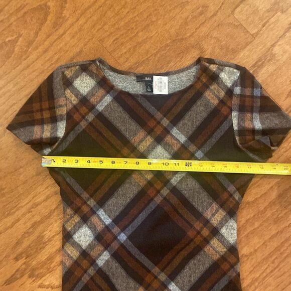 NWT R&K size small plaid/flannel, black, brown, gold and gray dress - Picture 4 of 8